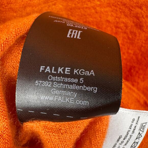 Falke Cashmere Sweater Jumper Long Sleeve Orange European Men's M Cozy Classic - Picture 11 of 12